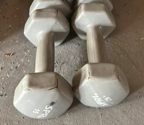 Rubber Coated Set Of 15lb Dumbells . 3 Sets Available 20. Ea. Firm