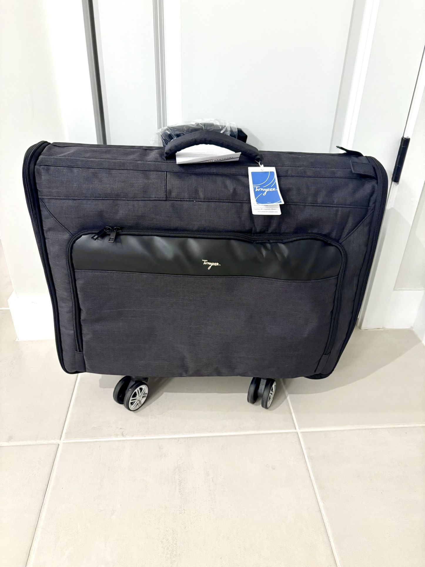 New Softside Rolling Garment Bag,3 in 1 Travel Duffle with Wheels, Black