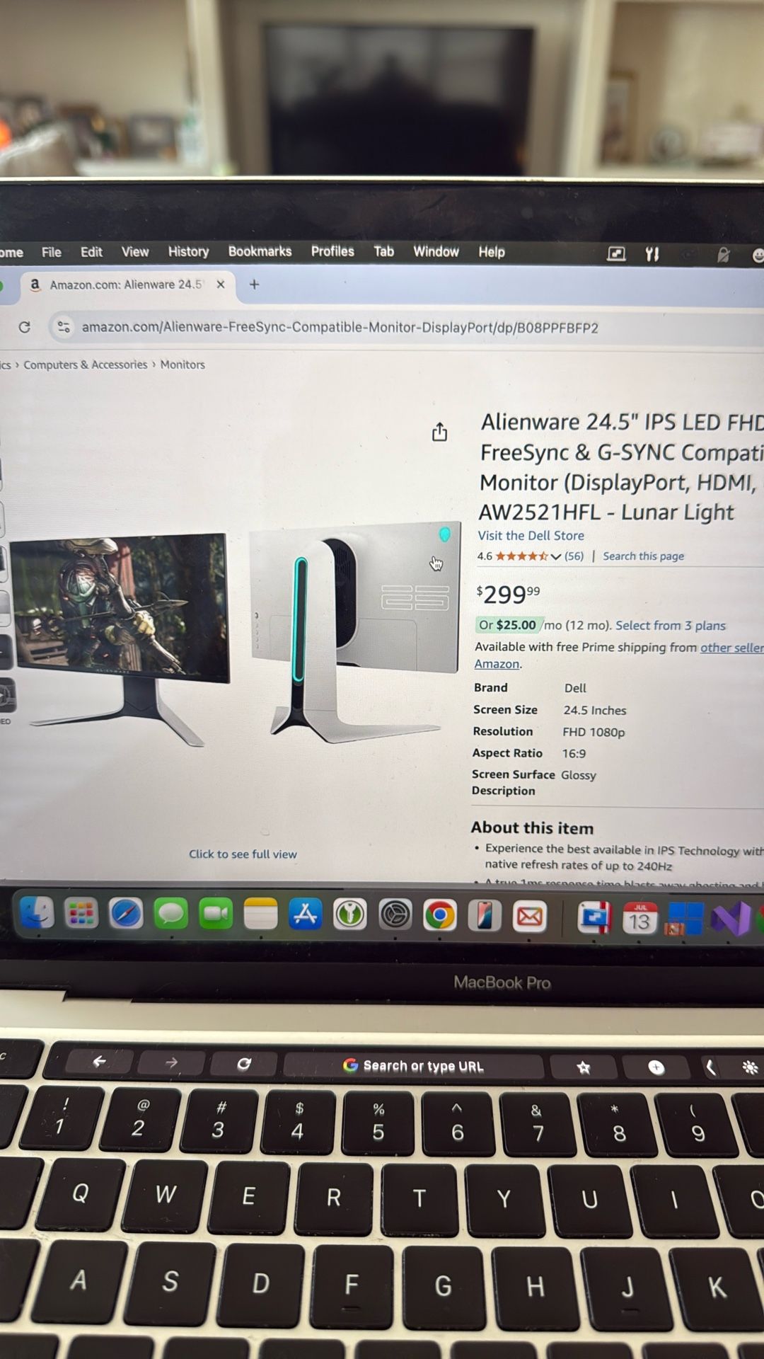 Alienware 24.5” Monitor AW2521HFL
