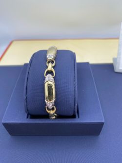 18K Two-Tone Diamond Link Bracelet – 8 Inches