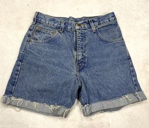 Carhartt B142 DST Mens 30 Denim Cutoff Shorts Blue Made USA Distressed Cuffed