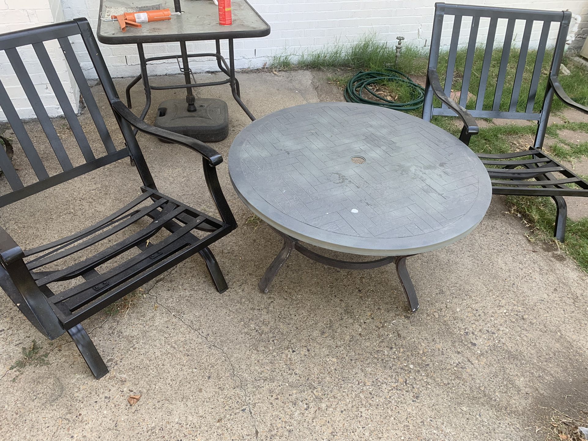 Patio Table And Chairs 3 Piece Just Need Some Cushions And You Can Add An Umbrella If You Like 