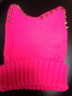 Pink studded winter hat