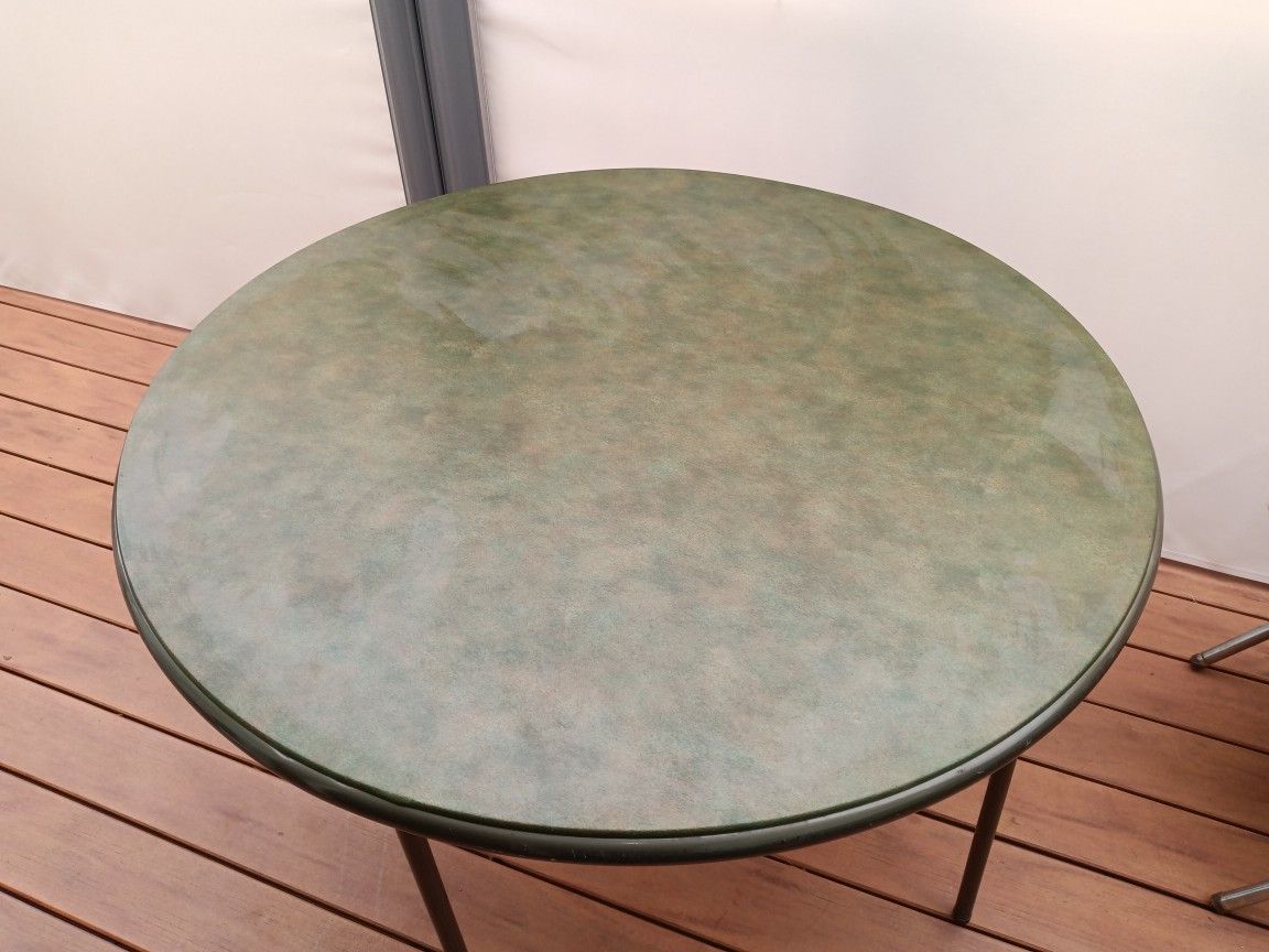 Vintage Cosco Green Round Folding Card Table 
