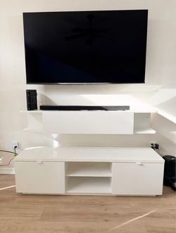 Modern White TV Stand - 2 pcs