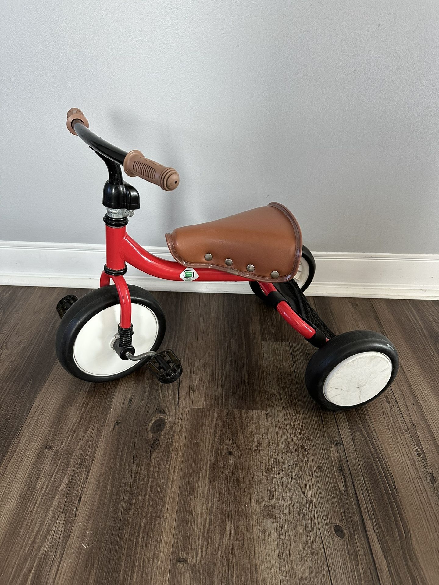 Red Saddle Seat Toddler Pedal Tricycle Trike with Mesh Storage