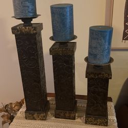 Iron Candle Holders With Candles 