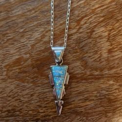 Vintage Calvin Begay SS Opal Pendant Necklace