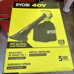 RYOBI 40V Vac Attack Cordless Battery Leaf Vacuum/Mulcher (Tool Only)