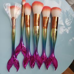 mermaid tail makeup brush set 6pcs