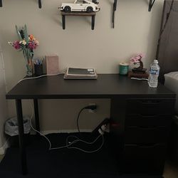 Black Desk With Storage Space 