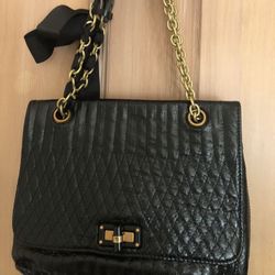 LANVIN BLACK FLAP HAND BAG