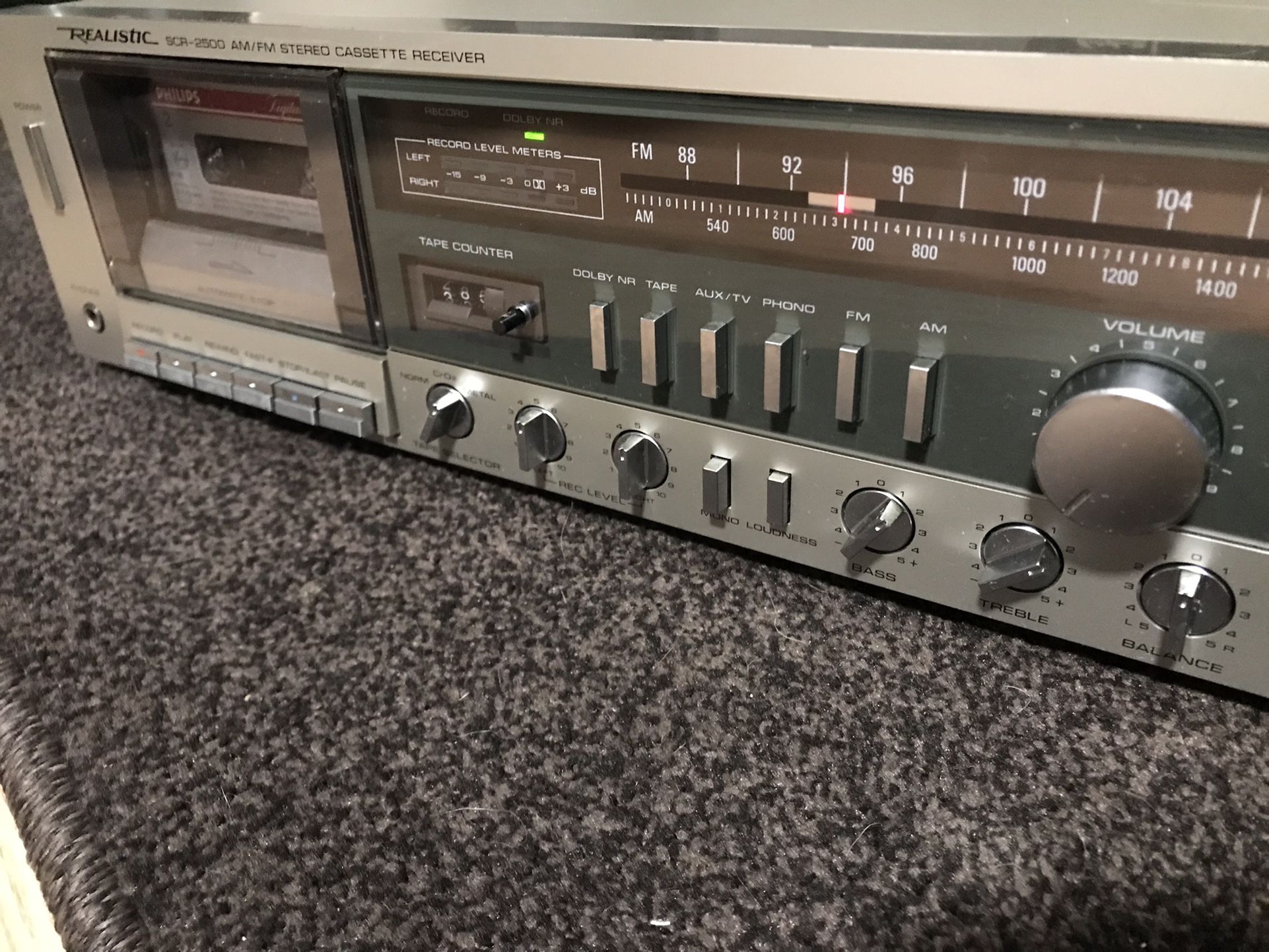 Vintage Realistic SCR-2500 AM/FM Stereo Cassette Receiver Dolby made in Korea