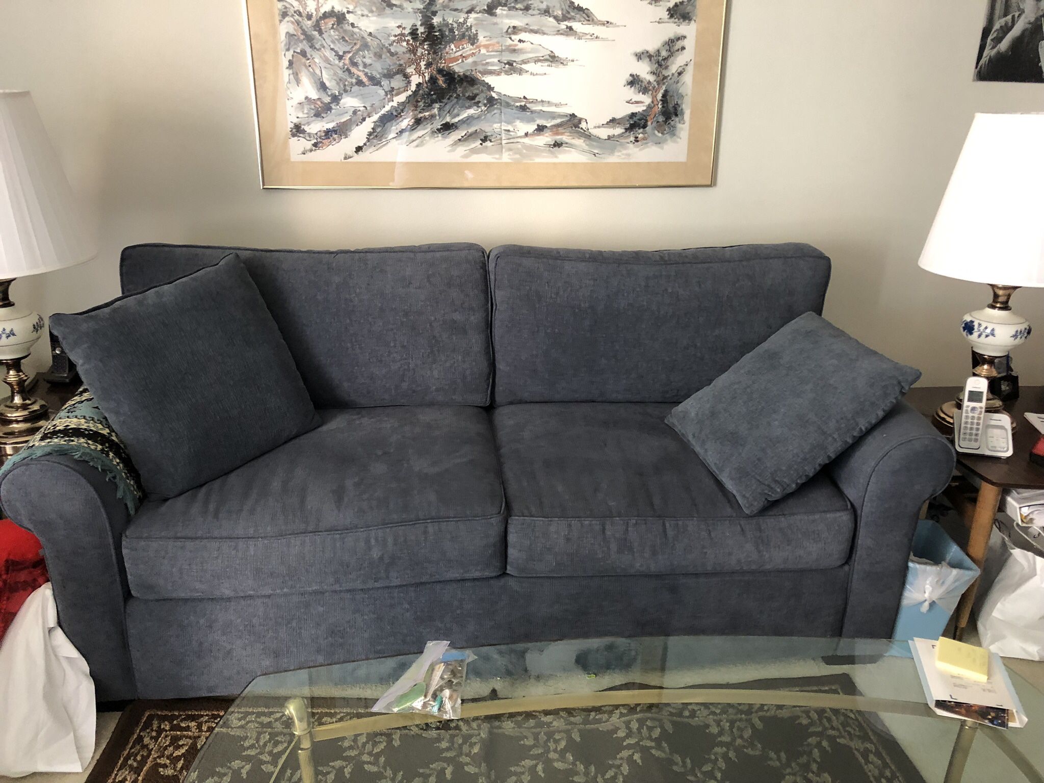 Small Navy Couch In Excellent Condition!