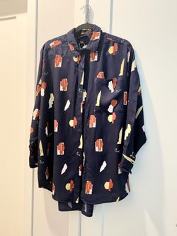 Navy Oversized Button-Up Shirt