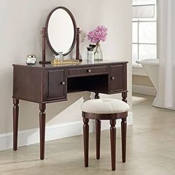 Royal Bedroom Dresser With Mirror and Stool Makeup Vanity Wooden Dressing Table  Photos show some detail information of this item.  2 colors to choose