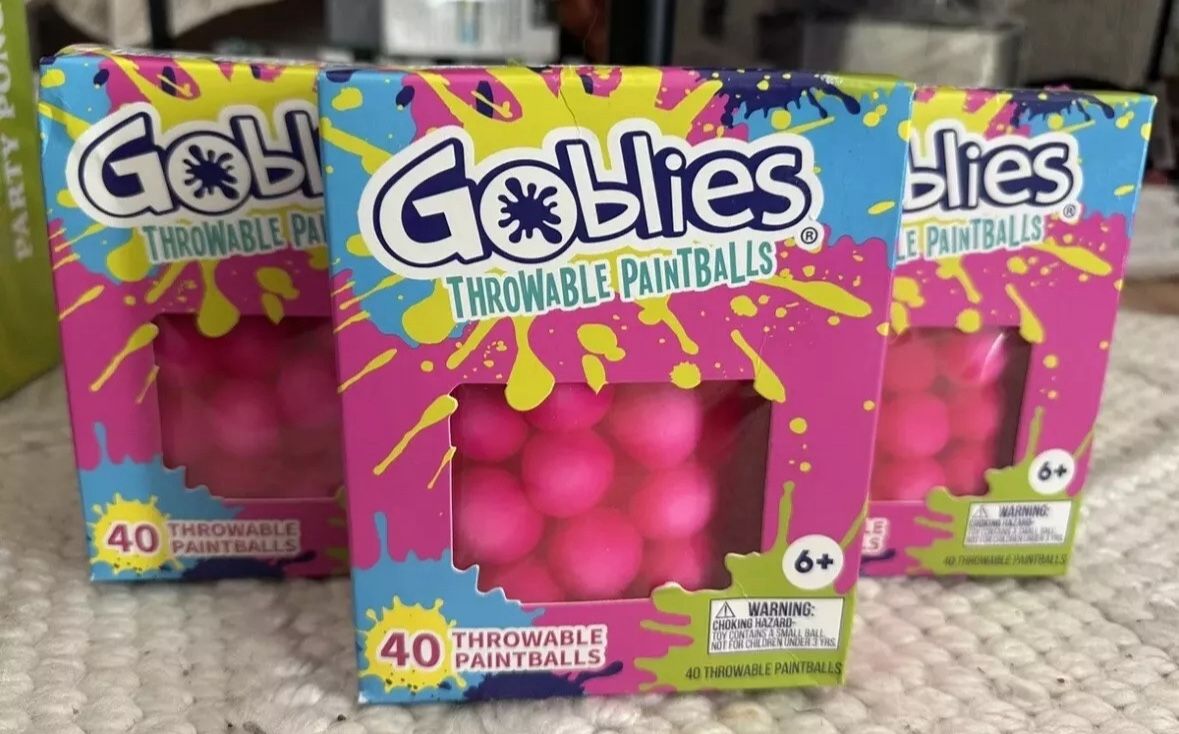 Goblies - 120 Throwable Paintballs - Pink 3 Packs of 40. Brand New