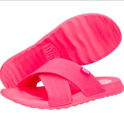 Hey Dude Shoes Woman's Electric Pink Christi Slides Mono Beach Vacation Size 9