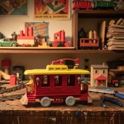 RARE VINTAGE TROLLEY TRANSIT TOY NICE!