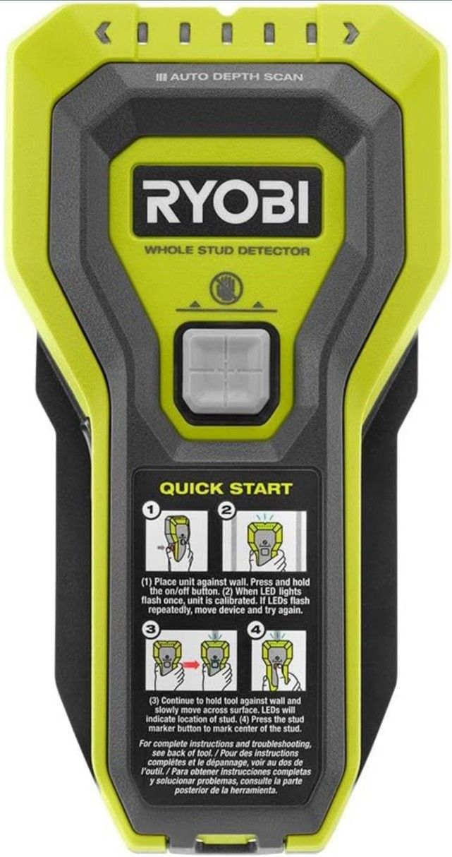 RYOBI Stud Finder with Multiple LED's to Indicate The Full Width of The Stud. One-Handed Operation, ESF5002