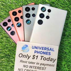 Samsung Galaxy S22 Ultra 5G 128gb  Unlocked, FREE Smartwach/ Headphones. Pay $1 Today Rest in payments. NO CREDIT NEEDED FINANCING