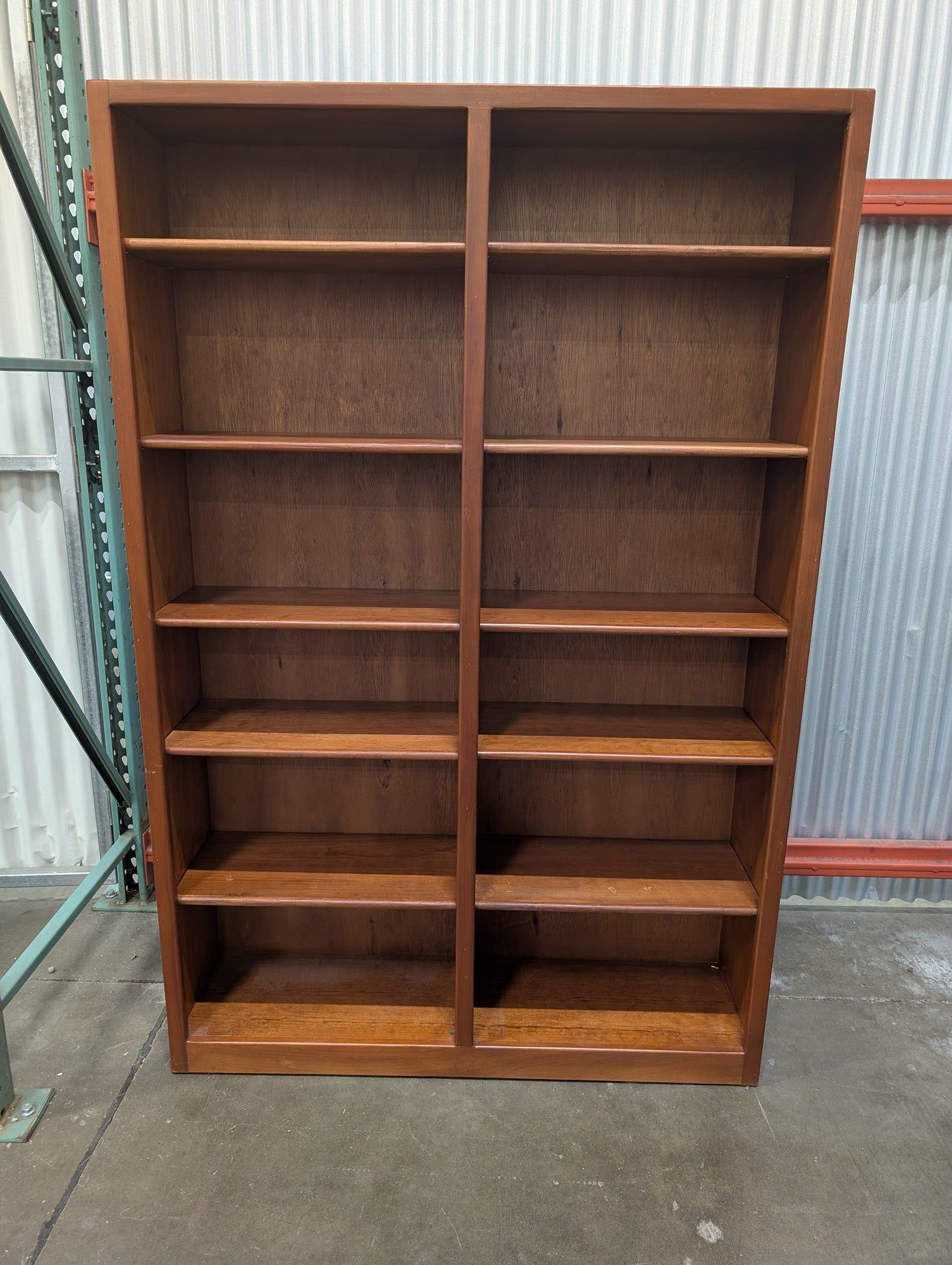 Sturdy Hardwood Double Bookcase with Ten Shelves