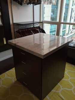 Marble Top Dresser Island with Drawers