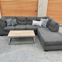 Grey Sectional Couch With Chaise. Can Deliver