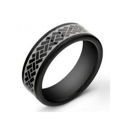 Size 11 Black Etched Cross Hatch Tungsten Carbide Comfort Fit Wedding Ring