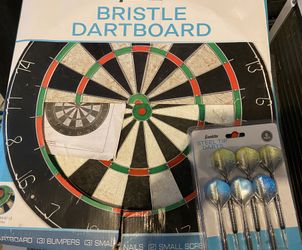 Franklin Sports Bristle Dartboard with Metal Ring Scoring+ Steel Tip Darts