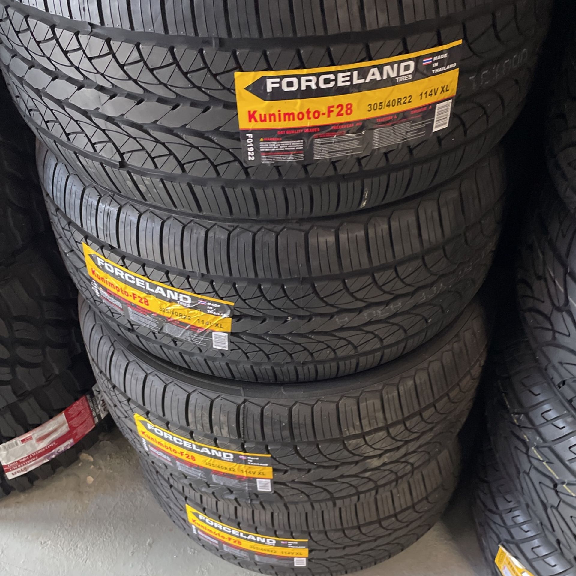 Selling 4 .. 305 40 R 22 Force All Season tire’s for $560 for the set installed and balanced All NEW tire’s come with a 1 year Road hazard warranty a