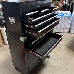 Tool Box, 2 in 1 Steel Rolling Tool Chest & Cabinet On Wheels for Garage, 8-Drawer, Black