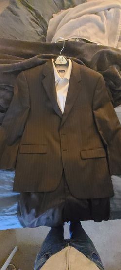 RL Chaps Men's Brown Pinstripe Wool Suit 40 R 32x32