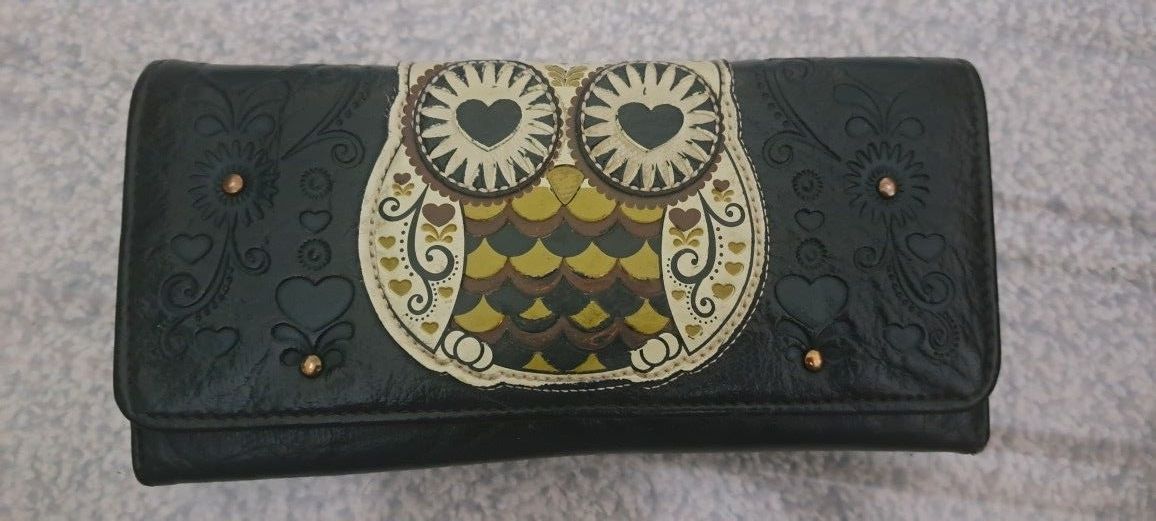 Loungefly Trifold Owl With Heart Eyes,Vegan Leather Brown Wallet,$12.