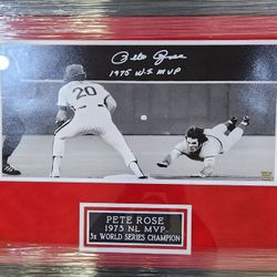 Pete Rose Signed,  Inscribed,  Certified Photo Display Piece 