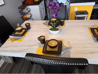 Marble Top Dining Table with 4 Chairs