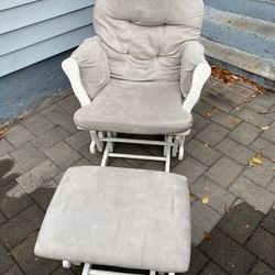 White Glider Nursery Chair With Ottoman