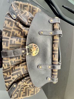Vintage Fendi FF Monogram Brown Black Shoulder Bag
