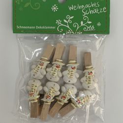 Package of 8 Snowmen Paperclips Weignachts Schatze Schneemann Dekoklammer New