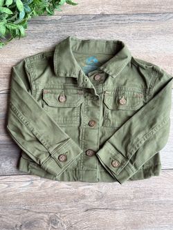 Thereabouts Girls' Olive Green Button-Up Jacket 3T