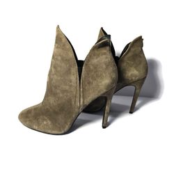 Nine West Electrool Taupe Suede Leather Ankle Boots Size 8.5 Pull On 