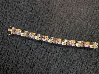 Multi-Gemstone Silver Tennis Bracelet
