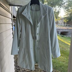 Women's Light Green, single-breasted long Blazer size 10