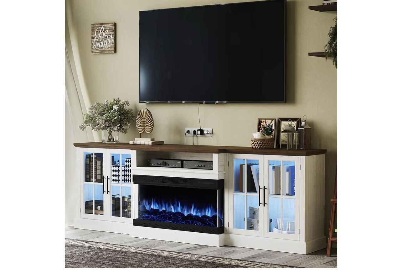 New In Boxes! 96”TV stand With Fireplace