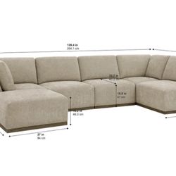 Henredon Murphy Fabric 6-piece Modular Sectional with Ottoman, Beige