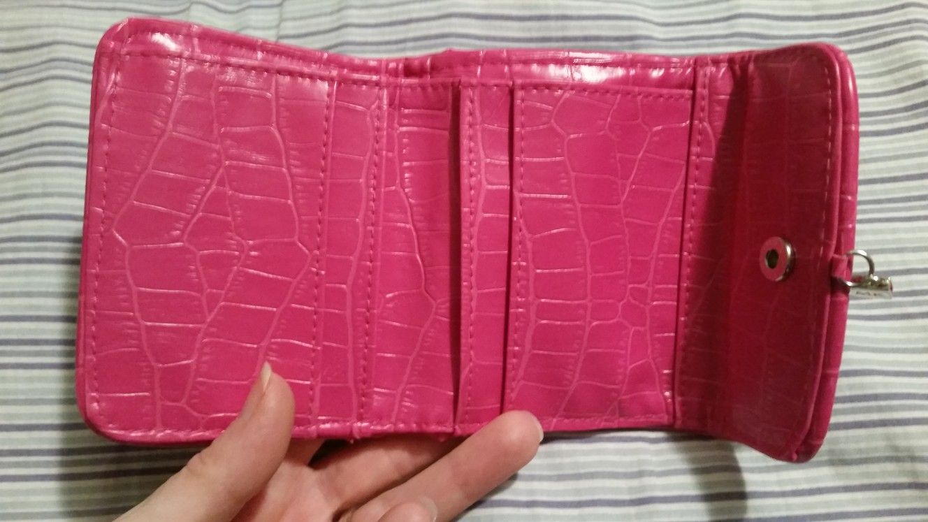 Faux Hot Pink Alligator Small Wallet