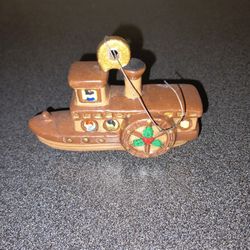Vintage Ceramic Steamboat Christmas Ornament 