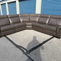 Genuine Leather Brown Sectional Sofa Couch