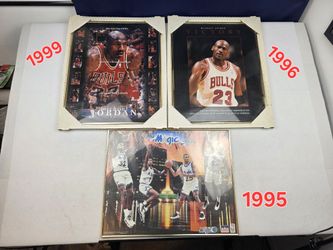 Vintage Michael Jordan Chicago Bulls Shaquille O'neal Orlando Magic Framed Posters 