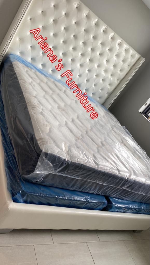 New King White Bed Faux Leather 72” Headboard